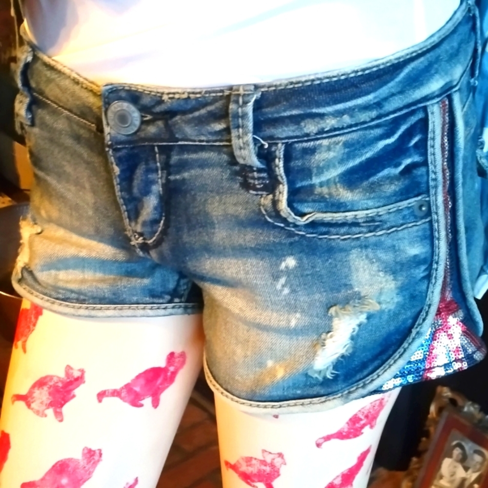 Sequin stripe shorts